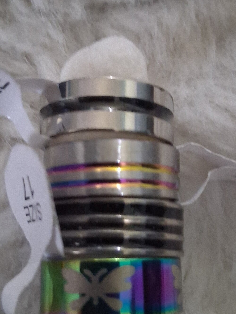 Men's Multicolor Stainless Steel Statement Ring - Size 17
